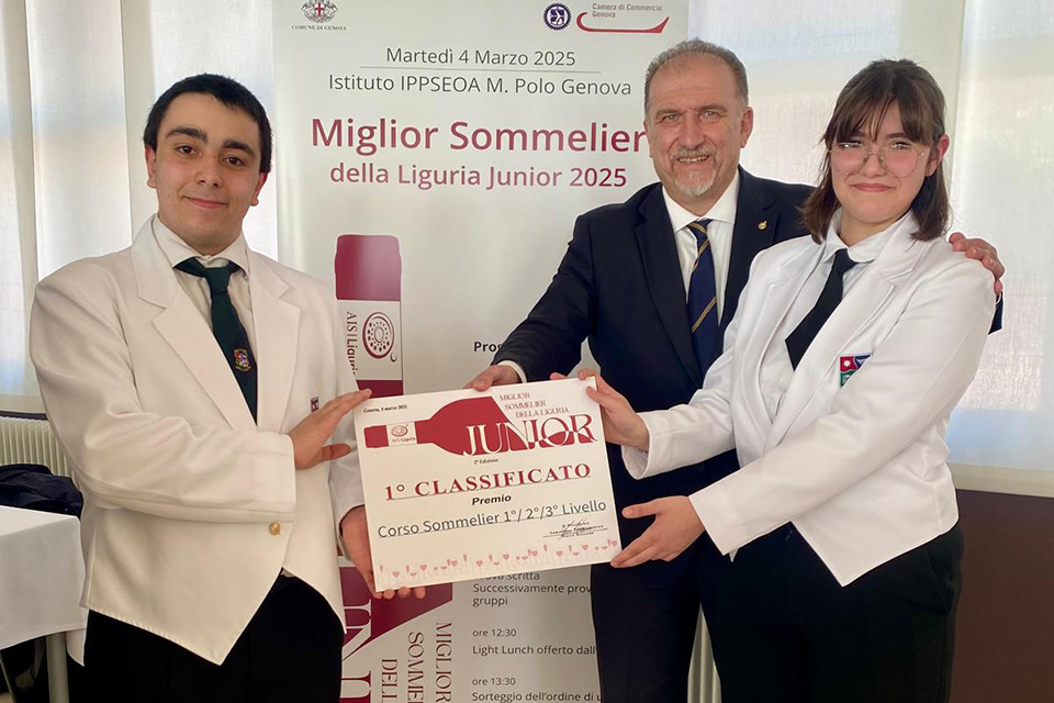 Vincitori Miglior Sommelier della Liguria junior 2025 (foto pubblicabile in quanto sotto approvazione parentale)